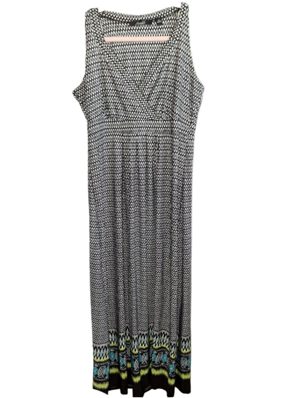 Essentials by Milano Black & White church summer Maxi Dress sz Med